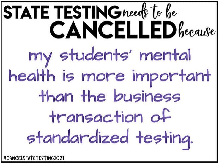 Teacher sign says students are more important than testing