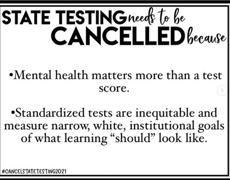 Sign indicating the importance of mental health over state testing