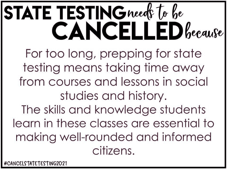 Sign sharing reasons for canceling state tests