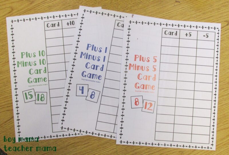 paper with directions for a math facts game 