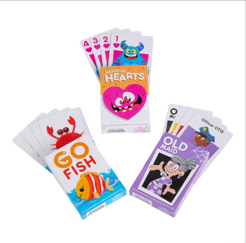 Card games: Go Fish, Monster Hearts, Old Maid