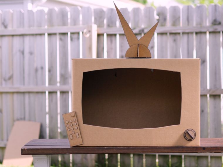A television set made from cardboard as an example of Earth Day crafts