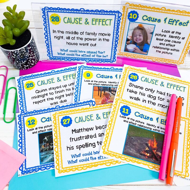 examples of cause and effect cards for cause and effect lesson plan