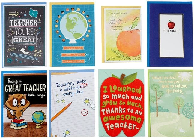Assortment of appreciation cards for teachers