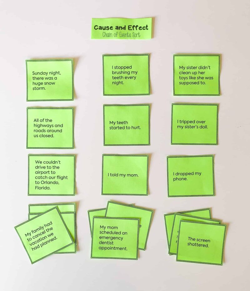 cause and effect sorting activity 