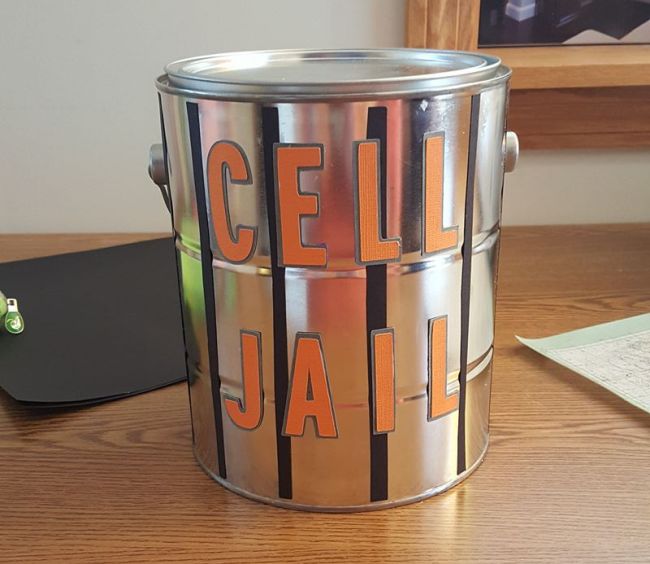 Metal paint can turned into a Cell Jail