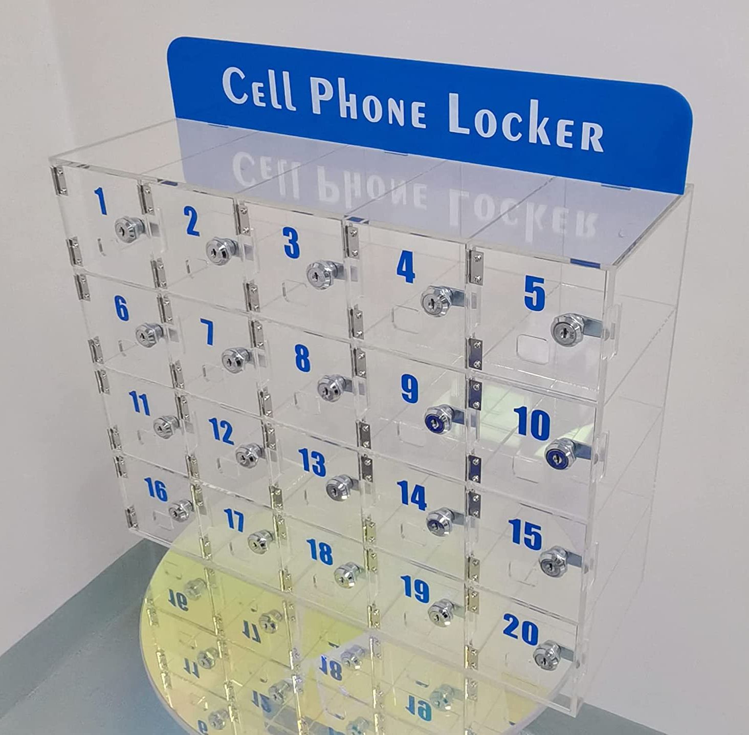Cell Phone Locker with clear locking compartments to help manage cell phones in class