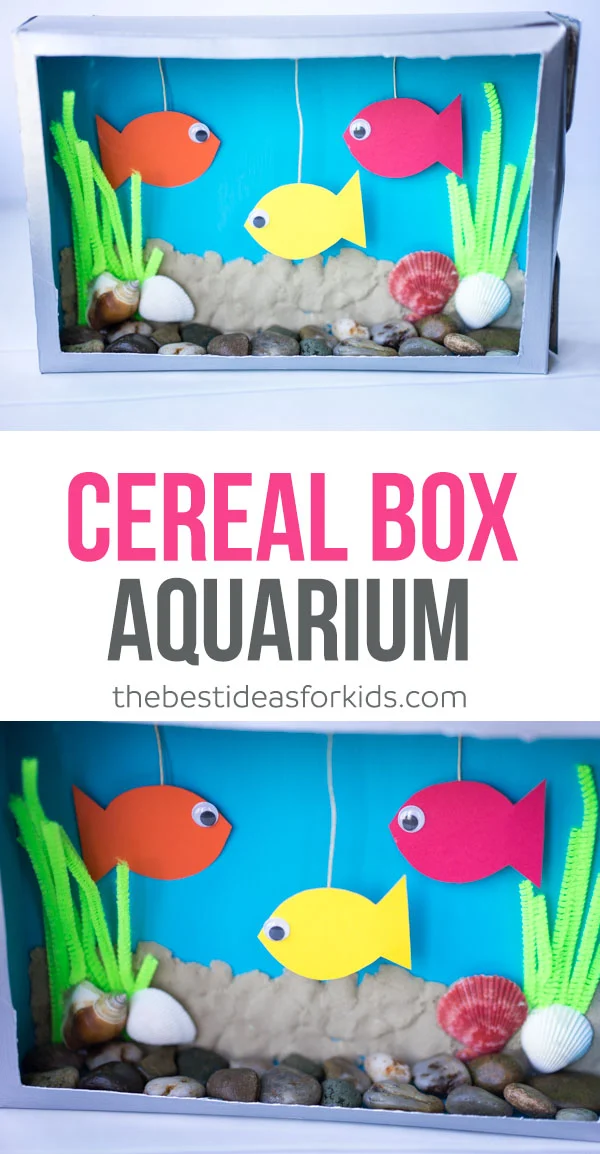 Boxes have been transformed into aquariums. They have stones on the bottom and cardstock fish, etc. 