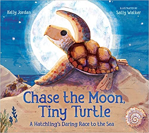 Book cover for Chase the Moon, Tiny Turtle: A Hatchling's Daring Race to the Sea as an example of Earth Day books for kids