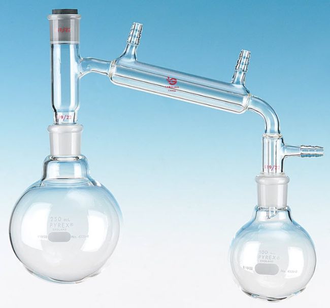 Glass distillation set, a part of chemistry lab equipment supplies