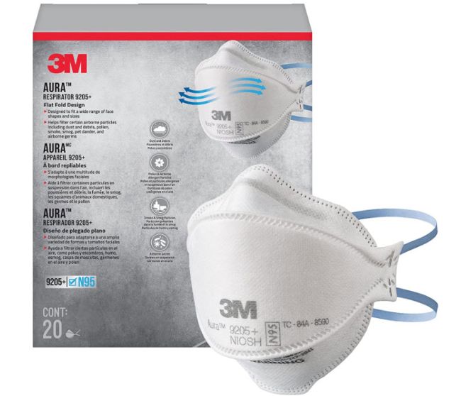Box of disposable N95 safety masks by 3M