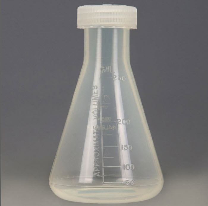 Plastic Erlenmeyer flask with a screw cap