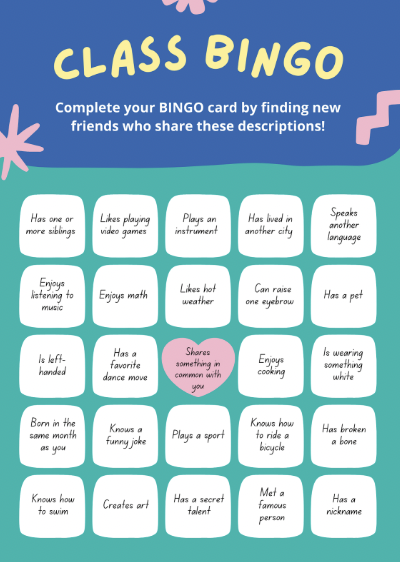 Class bingo sheet- Canva for Education