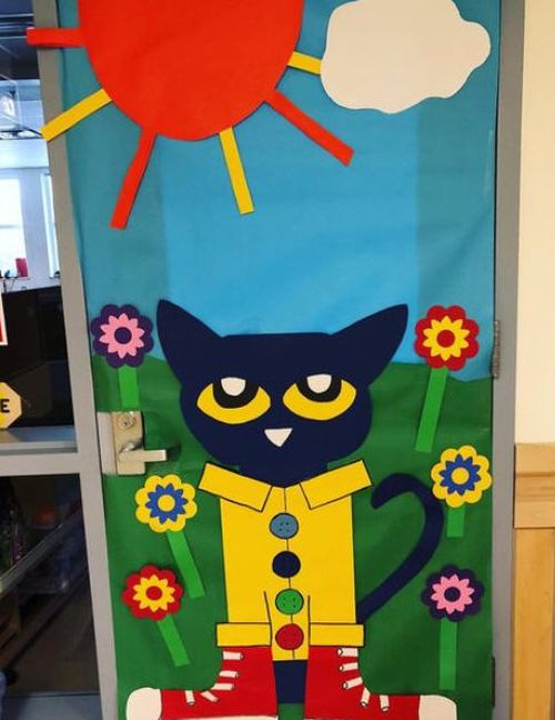 Pete the Cat themed classroom door
