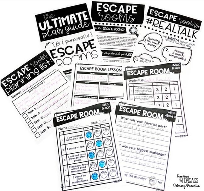 Printable planning worksheets for classroom escape rooms