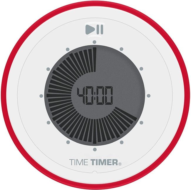 Round digital timer with red rim set to 40:00
