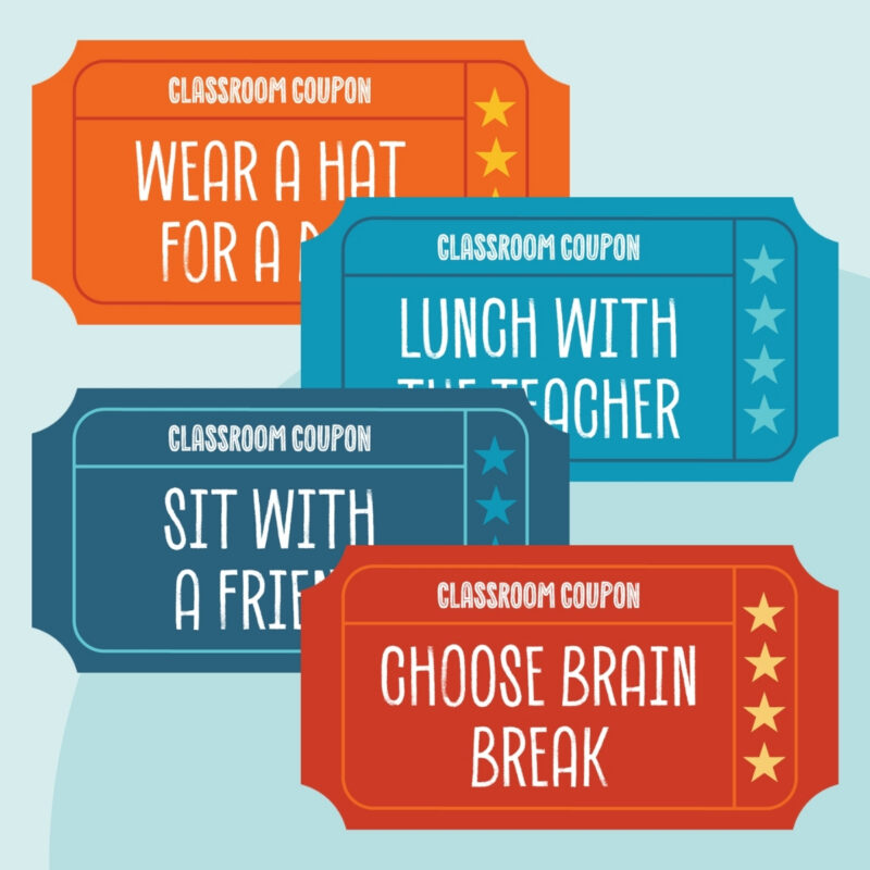 Four printable classroom coupons