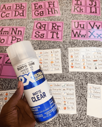 Clear spray on papers instead of laminating
