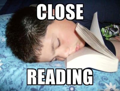 Close reading face in english teacher meme