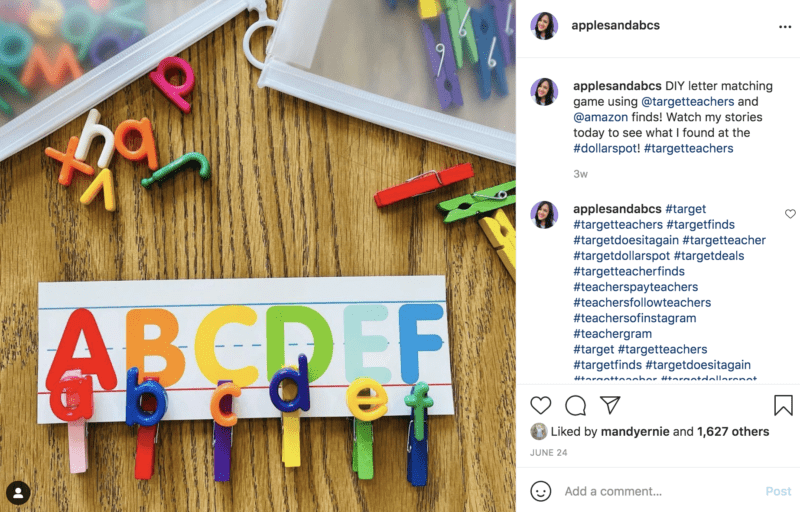 Use clothes pins with letters to teach the alphabet and spelling