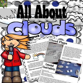 Photo of a second grade science experiment journal page and information page used to make a cloud booklet or poster.