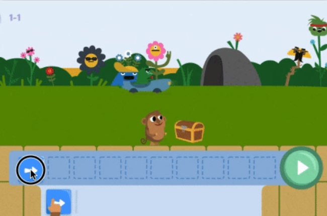 Screenshot of Code Monkey Jr coding game for kids