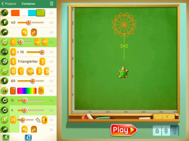 Screenshot of Move the Turtle coding game