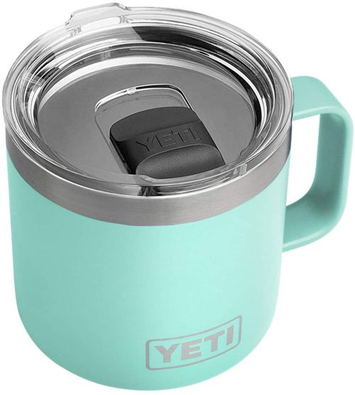 YETI insulated coffee mug in seafoam green (Best Teacher Gifts)