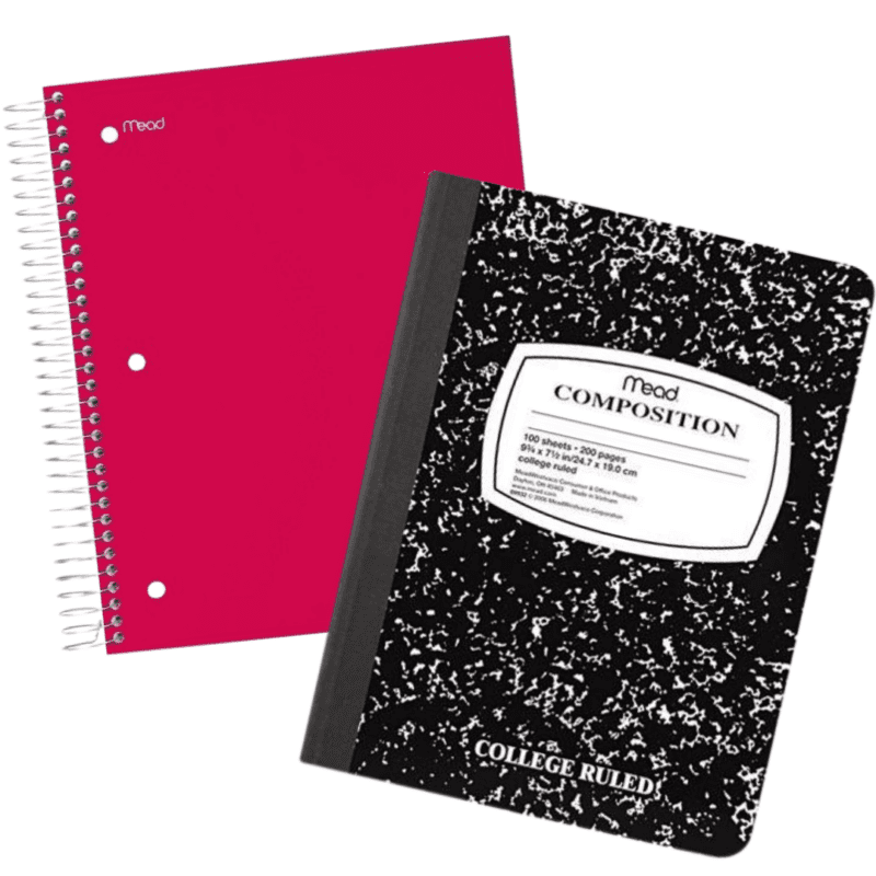 Composition book and spiral notebook