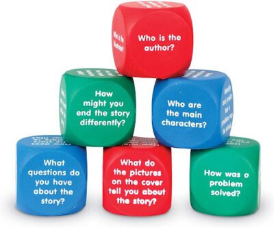 comprehension cubes with generic questions about fiction books for any book (second grade reading comprehension activities)
