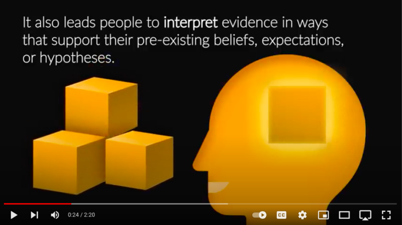 Confirmation bias leads people to interpret evidence in ways that support their preexisting beliefs