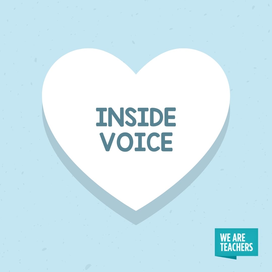 'Inside Voice' conversation hearts for teachers