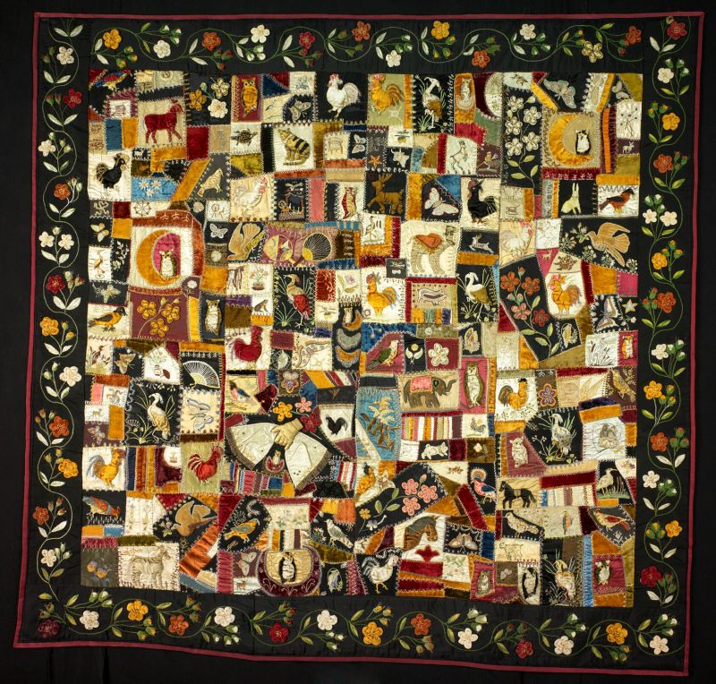 Crazy Quilt with Animals by Florence Elizabeth Marvin