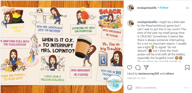 Still of Instagram bitmojis for classrooms