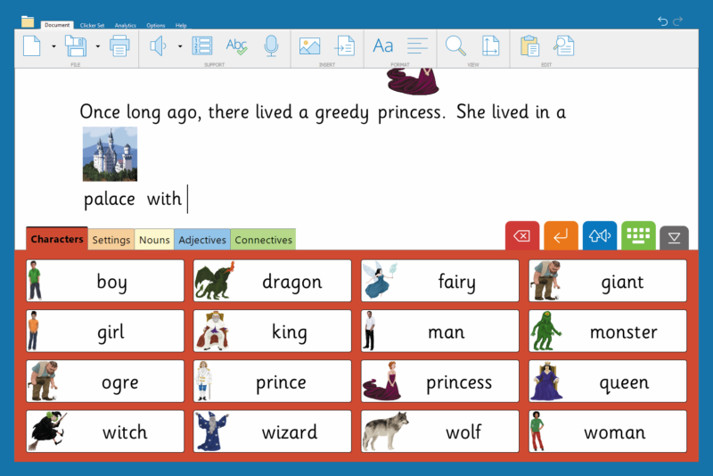 software that uses pictures and words to help kids write 