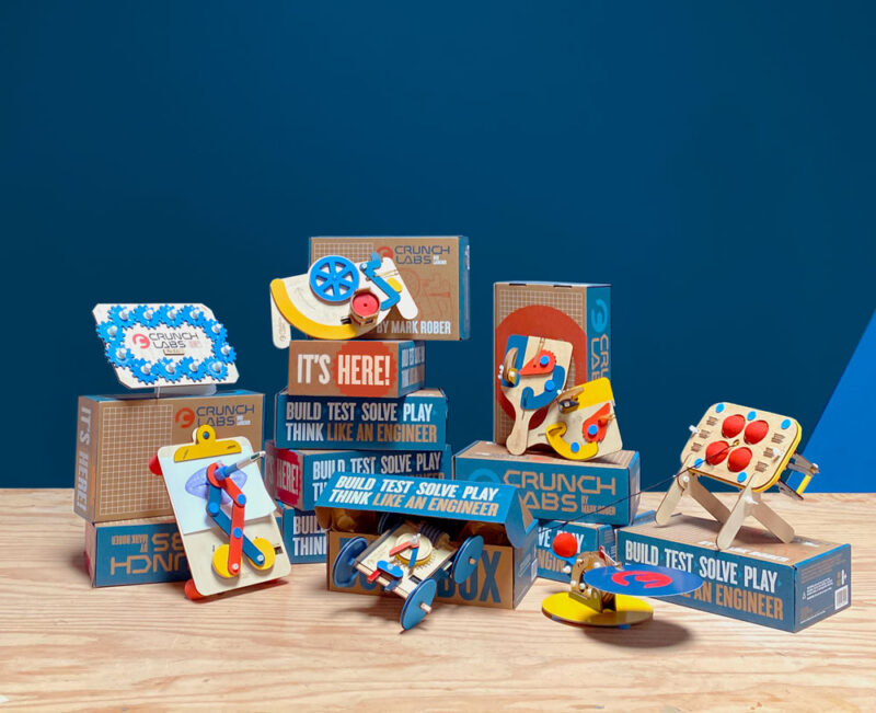 example of crunch labs kids subscription box with activities for kids to make their own toys