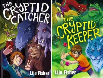 Book covers for the two books in the Cryptid Duology as an example of fantasy books for kids