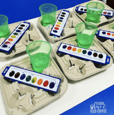 Use cup holders for watercolor stations