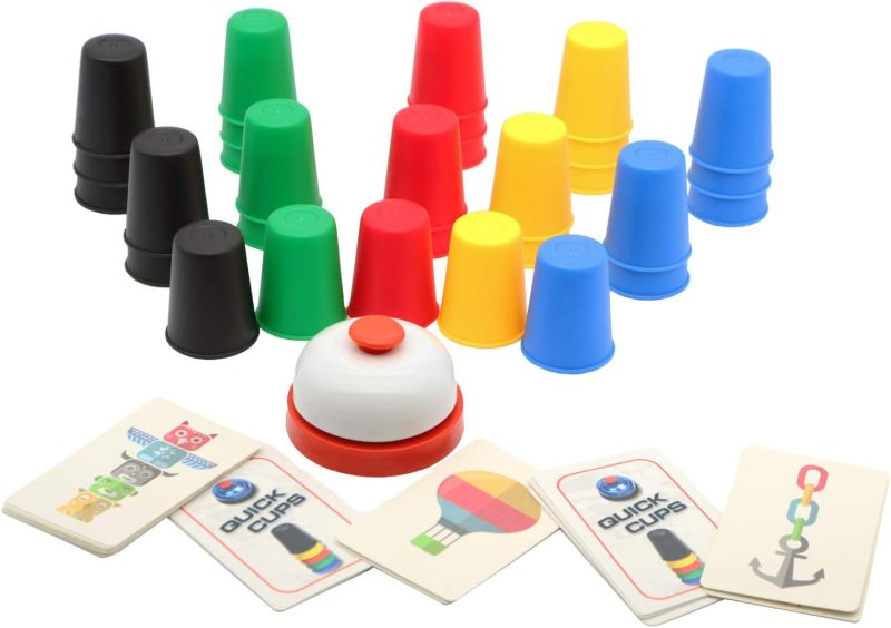 Set De Gobelets Empilables BGNXHYB - 18 Gobelets, 54 Cartes, Sonnette - Jeu De Vitesse, Coordination, Pour Enfants, Fêtes