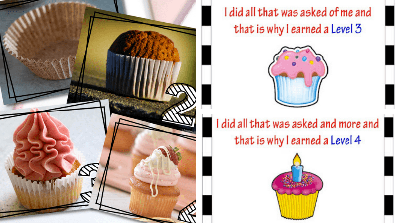 Collage of two cupcake rubrics