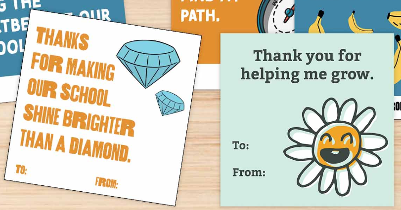 Printable thank you cards for custodian and other school staff members.