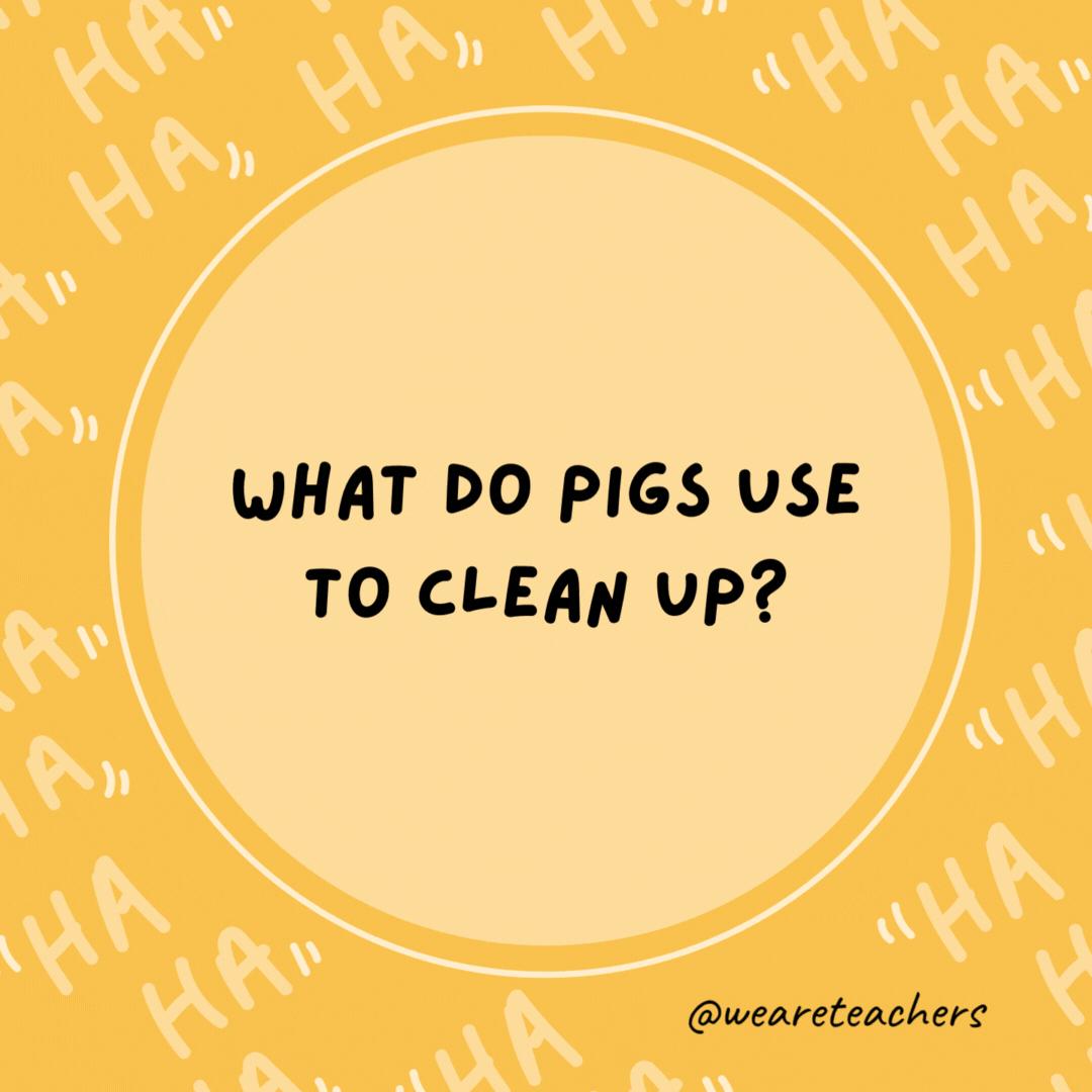 What do pigs use to clean up? Hogwash.- dad jokes for kids