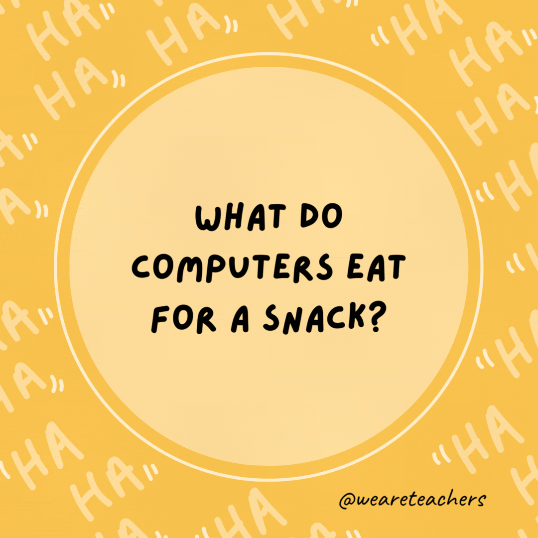 What do computers eat for a snack? Microchips.