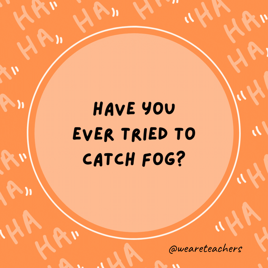 Have you ever tried to catch fog?  I tried yesterday but I mist.