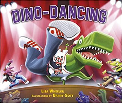 Book cover for Dino-Dancing as an example of dinosaur books for kids