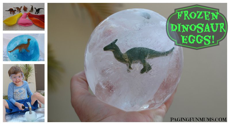 dinosaur toy in ice 