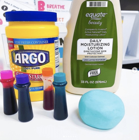 Ingredients including lotion and food coloring are shown.