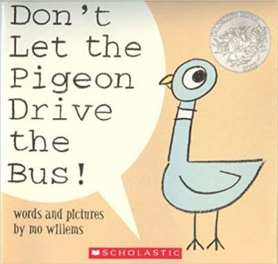 Book cover for Don't Let the Pigeon Drive the Bus! as an example of opinion writing mentor texts
