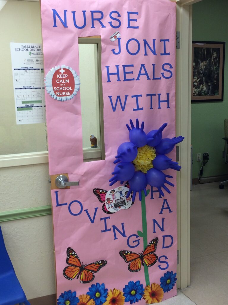 nurse joni heals with loving hands school nurse door 