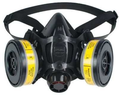Double-filter respirator face mask with replaceable filters